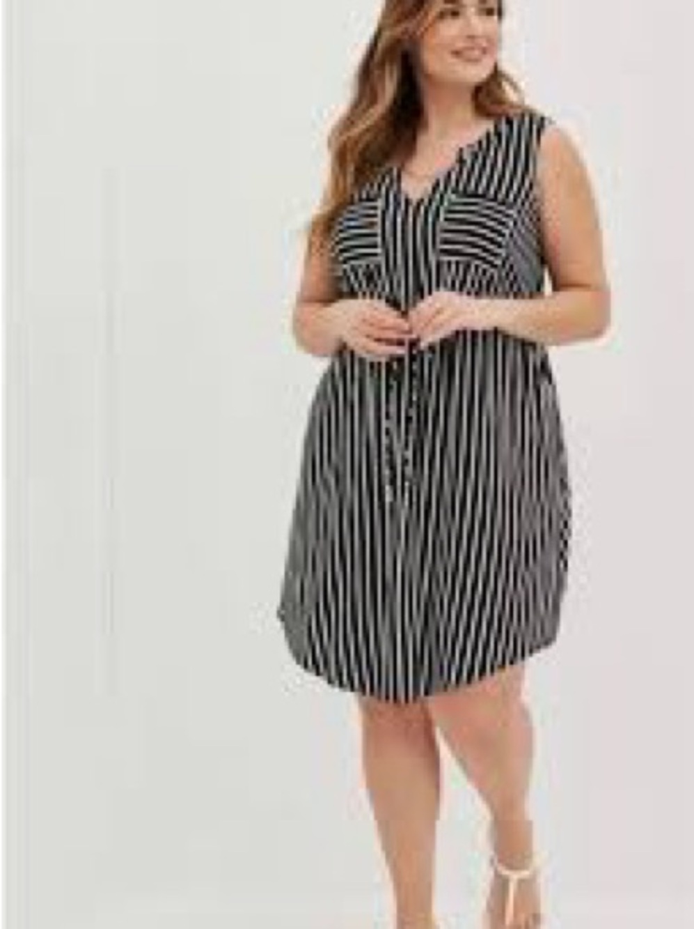 Torrid Black White Striped Chain Link V-Neck Dress Size 1 / 1X